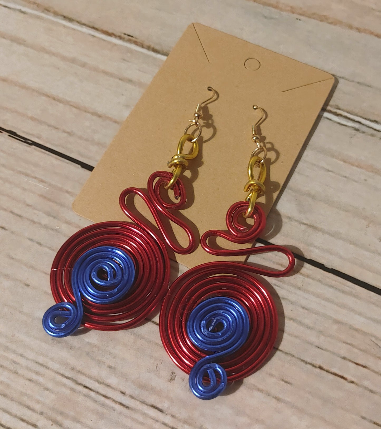 Abstract earrings, red and blue
