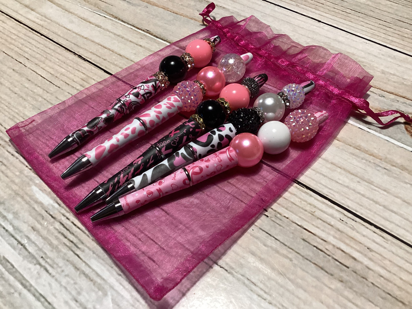 Pink Beaded rhinestone ink pen, 1 pc