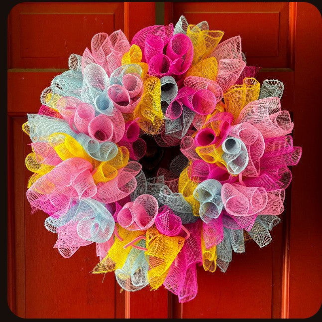 Pastel Color Deco mesh Wreath