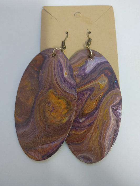 Fluid art wood earrings, style #4