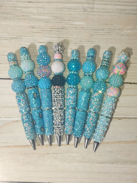 Bling ink pen, Light Blue, 1 pc