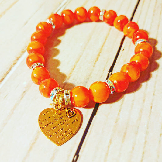 Orange bracelet with charm, 1 pc