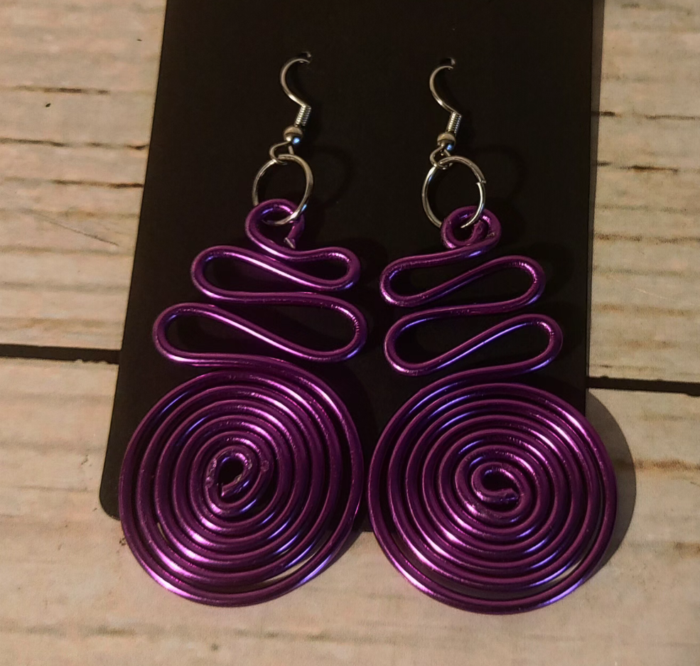 Purple wire earrings