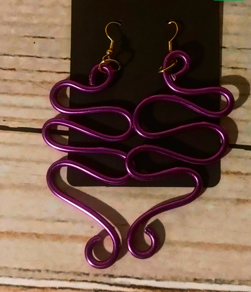 Purple wire earrings, 3mm