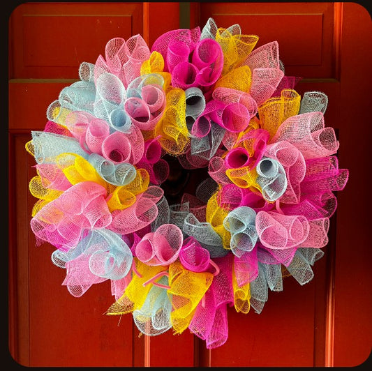 Pastel Color Deco mesh Wreath